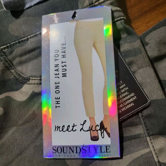 LUCY JEANS M 8-10 Sound/style PULL ON ANKLE Leggings Beau Dawson pants Camo New - Picture 3 of 11